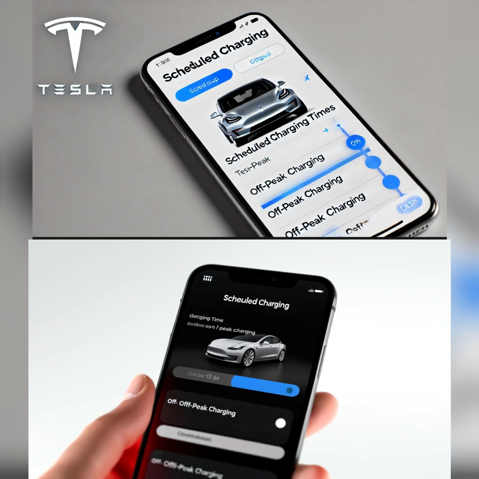 Screenshot of Tesla’s Scheduled Charging feature in the app.